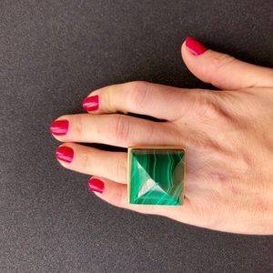 Kara Ross Large Malachite Pyramid Cocktail Ring